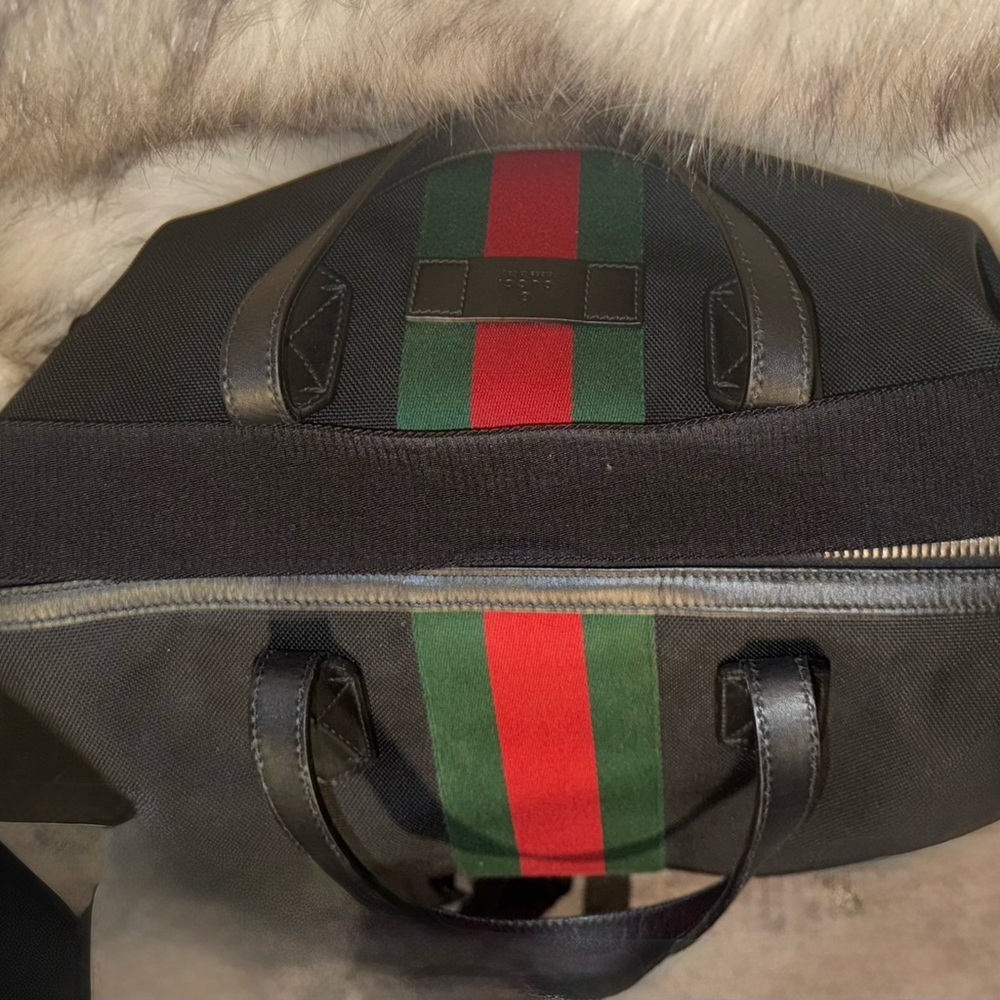 GUCCI  
🔥 Pre-Loved Black Techno Canvas Web Duffle - Picture 11 of 14